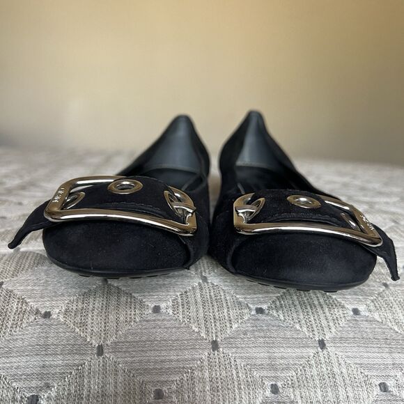 The Original Car Shoe By Prada Black Suede Leather Ballet Flats Women EU 38 US 8 - Picture 11 of 16
